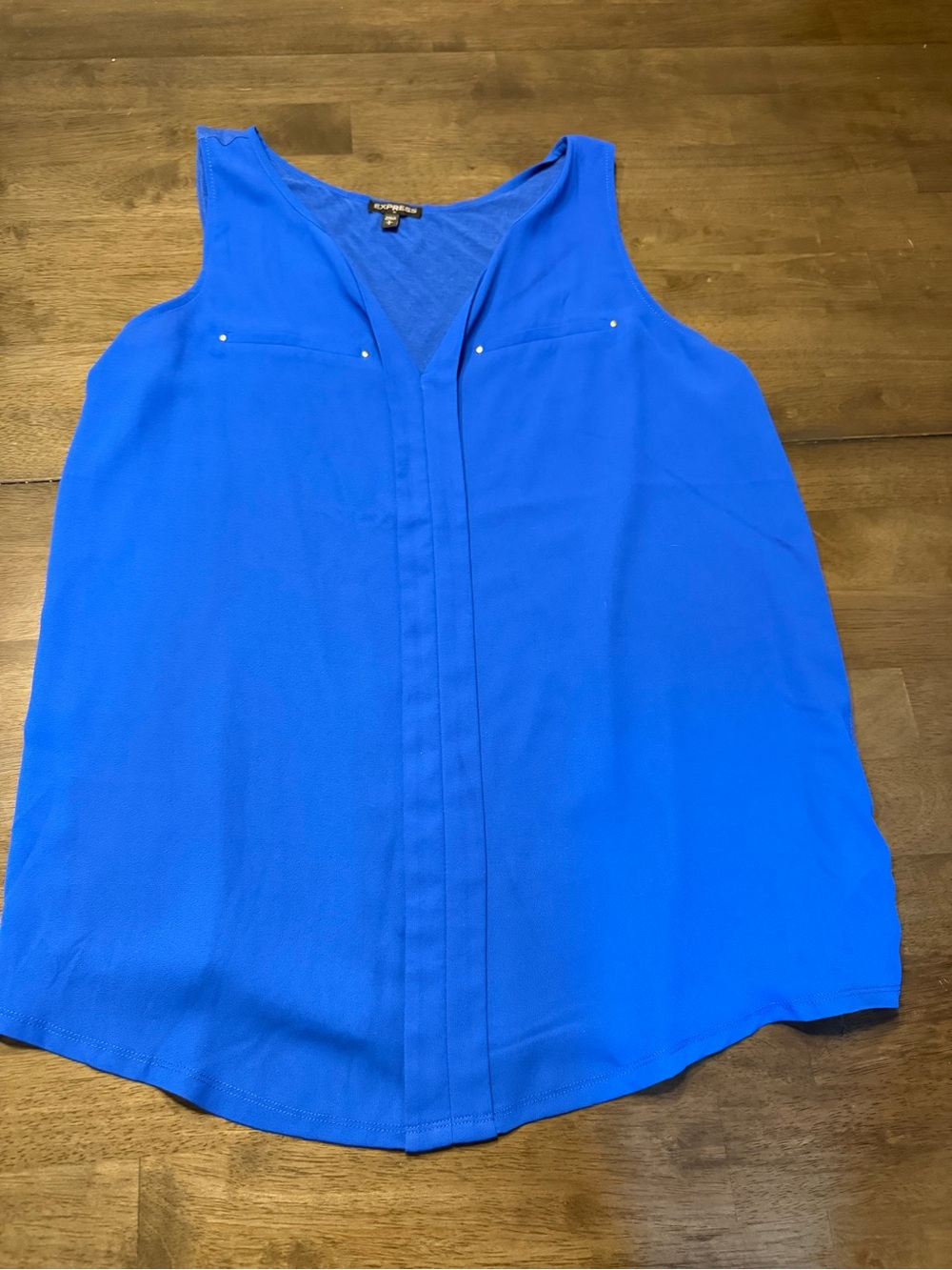 Express Royal Blue Sleeveless V-Neck Blouse
